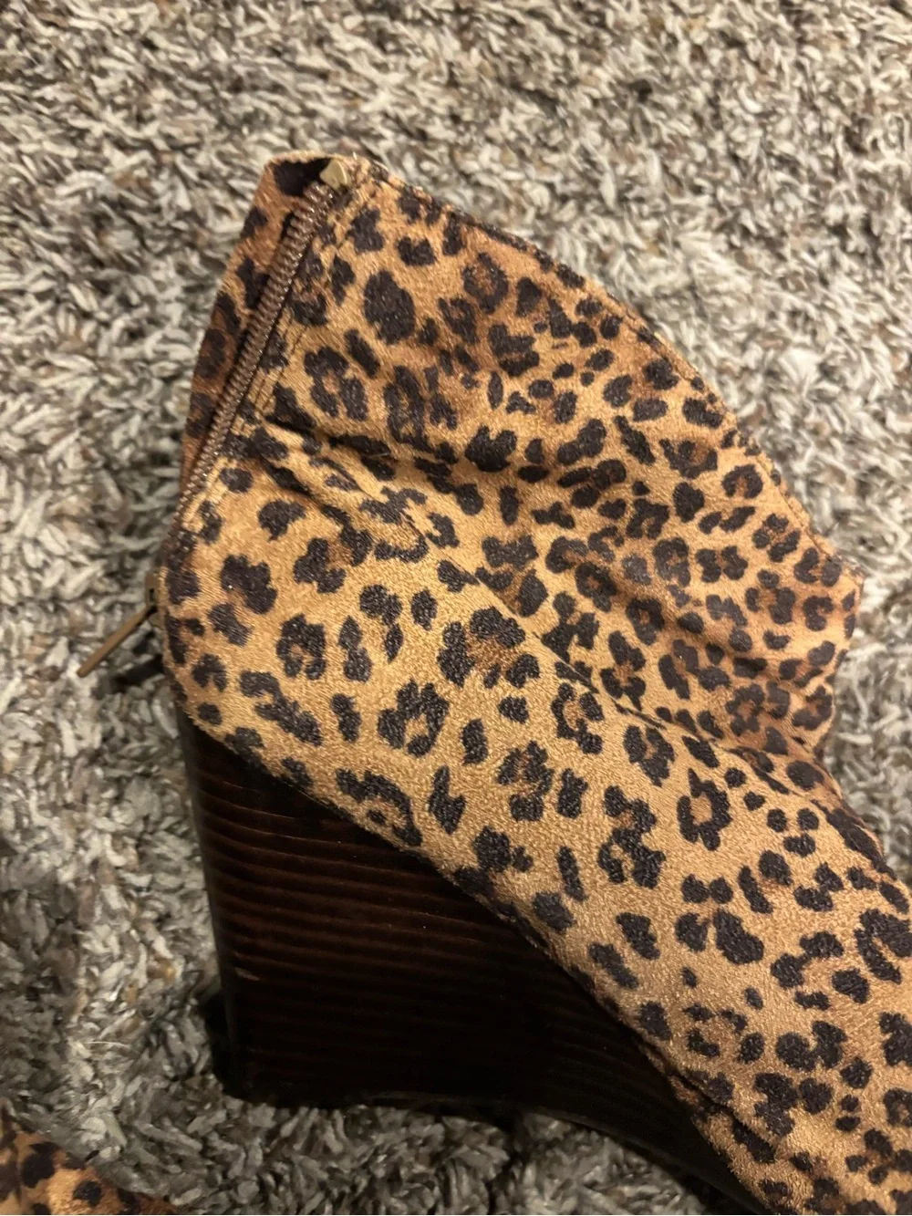 Impo Leopard-Print Wedge Ankle Boots in Tan and Black